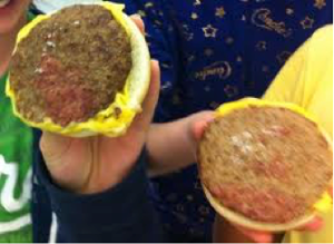 Ejemplo de cómo puedes encontrar la famosa “baba rosa” en sus carnes.